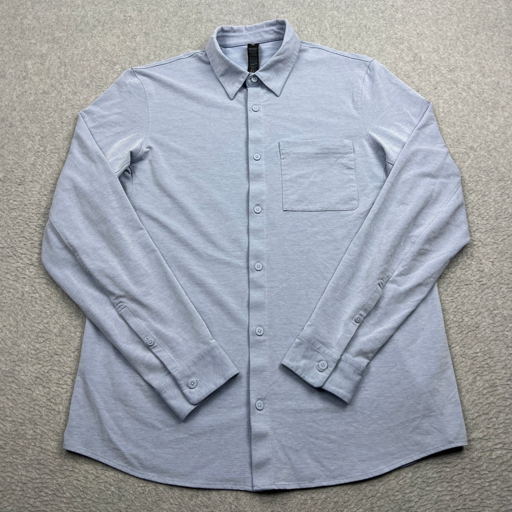 Lululemon Commission‎ Long Sleeve Shirt Mens Large Blue Button Up Stretch M3DJQS